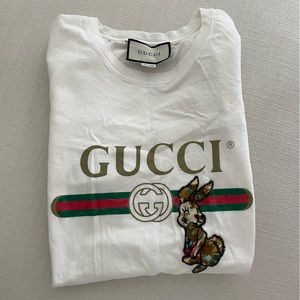 Gucci logo rabbit white t-shirt
